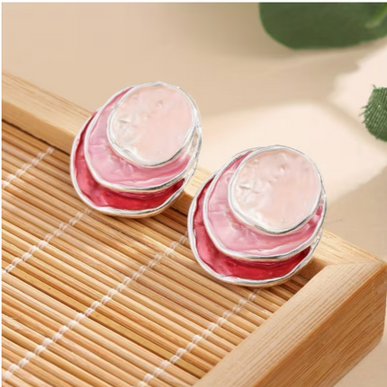Blush Blooms Enamel Stud Earrings