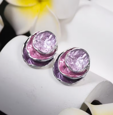 Voilet Burst Enamel Stud Earrings