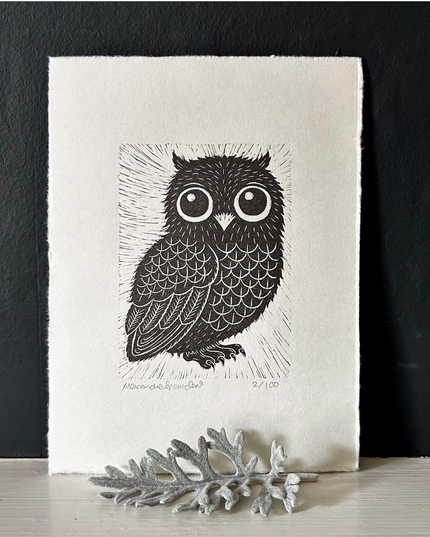 Limited Edition Original Black and White Owl Print