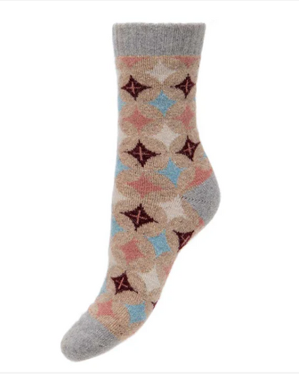 Wool Blend * Beige / Diamond Star Socks