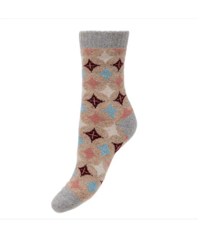 Wool Blend * Beige / Diamond Star Socks