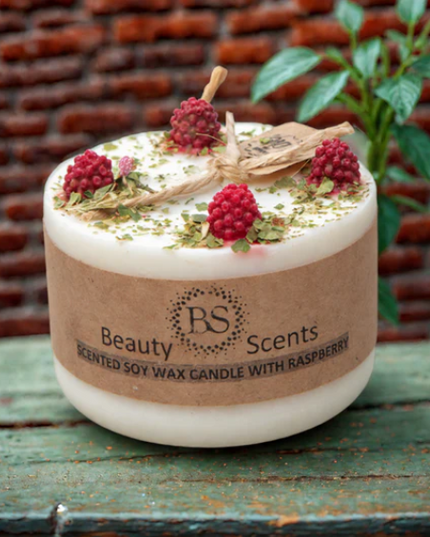 Beautiful Candle With Raspberry