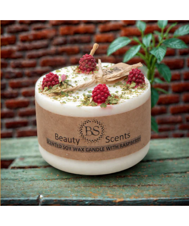 Beautiful Candle With Raspberry