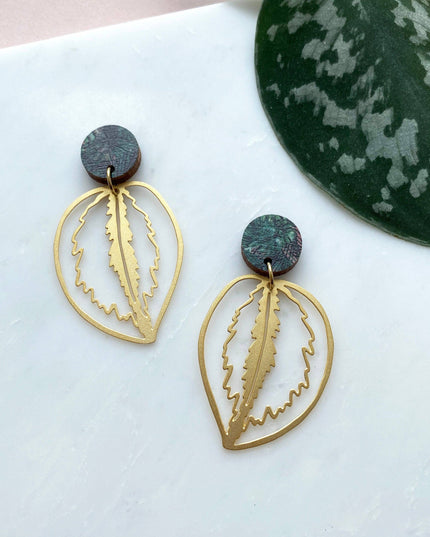 Calathea Medallion Statement Drop Earrings