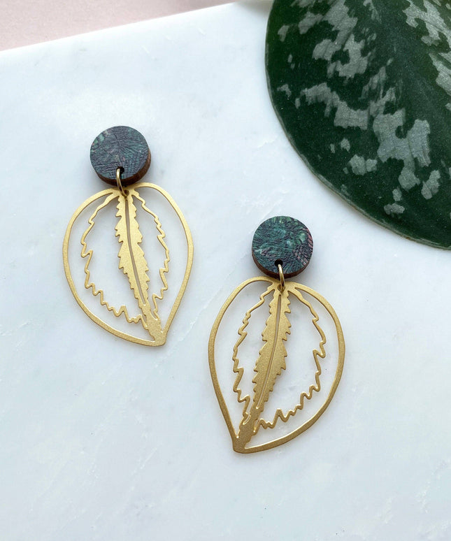 Calathea Medallion Statement Drop Earrings
