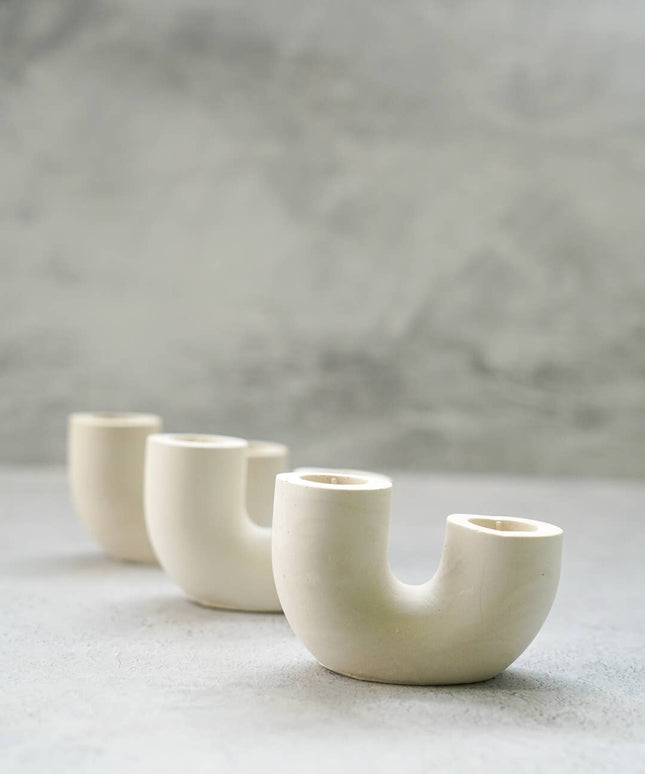 U Shape Dinner Candle Holder - Handmade pieces Baby Blue