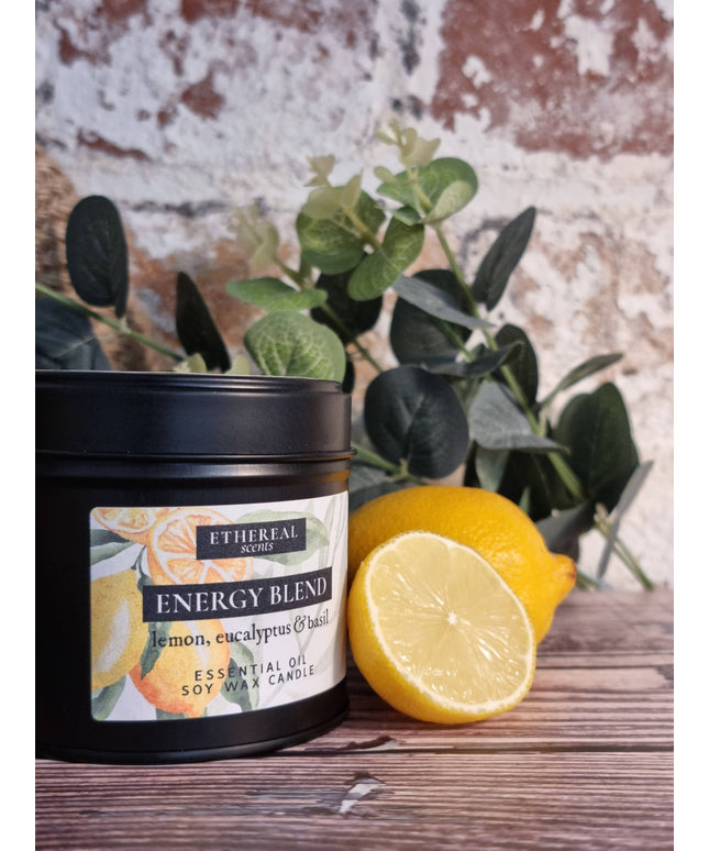 Soy Wax Candle * Energy Blend* Lemon, Eucalyptus & Basil