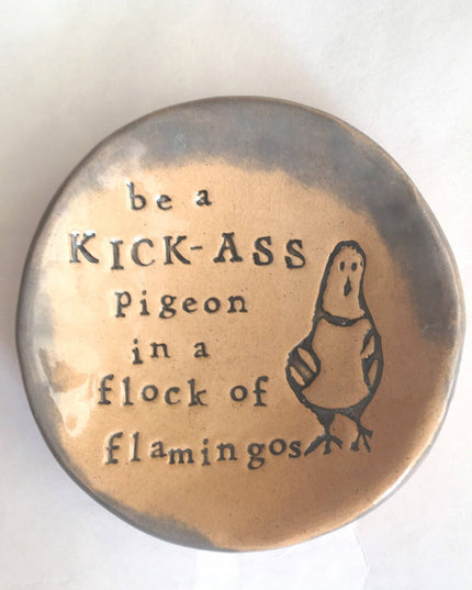 Kick-Ass Pigeon Ceramic Dish – Handmade Trinket Dish