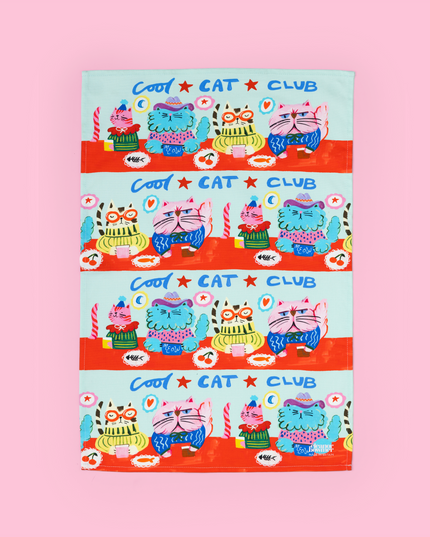 Cool Cat Club Tea Towel