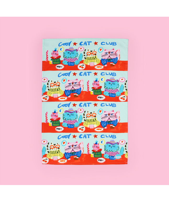 Cool Cat Club Tea Towel