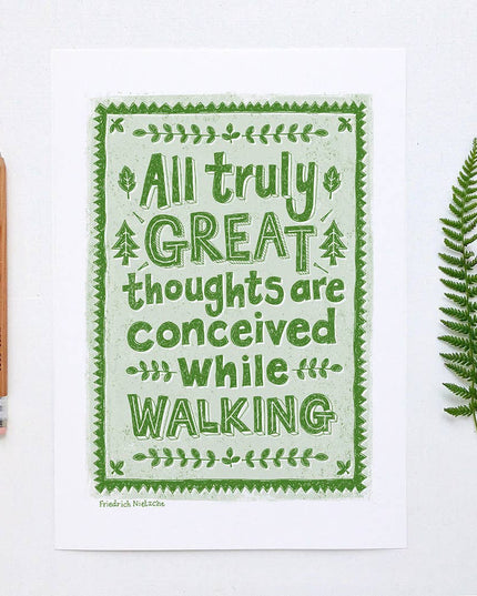 Hikers Walking Print - A4