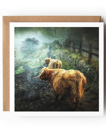 Morning Stroll-Highland Cow Textured Card