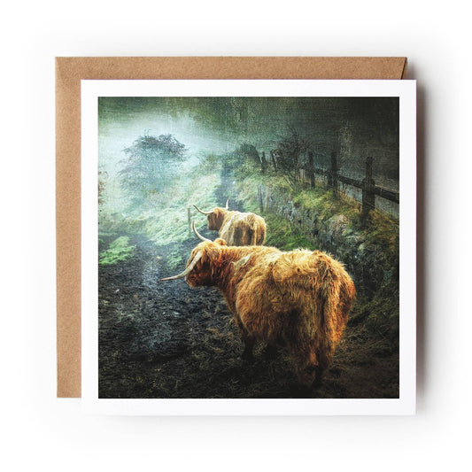 Morning Stroll-Highland Cow Textured Card