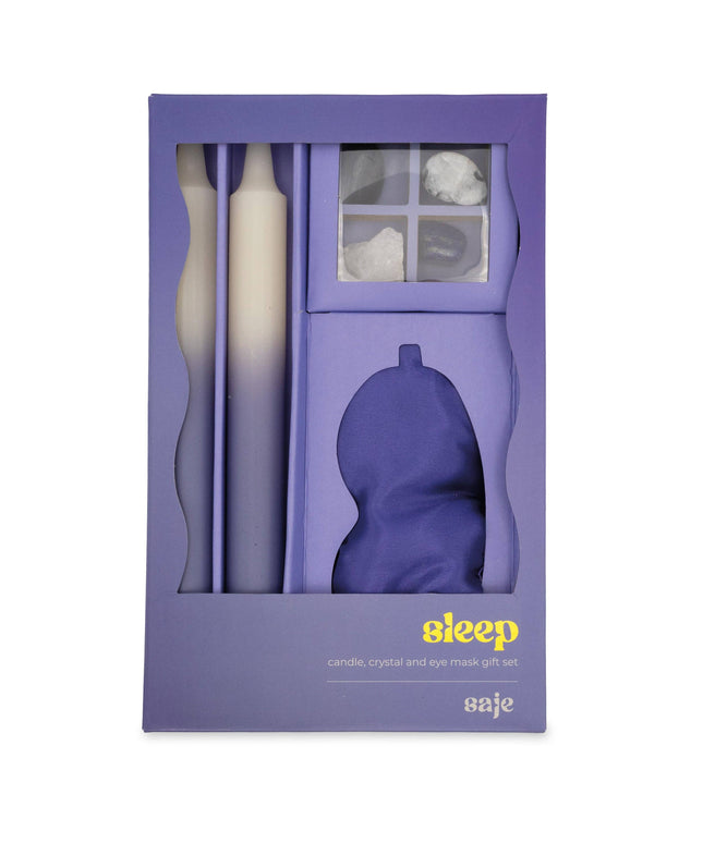 Saje Sleep Candle, Crystal & Eye Mask Set - Includes Two Candles and Four Crystal Stones