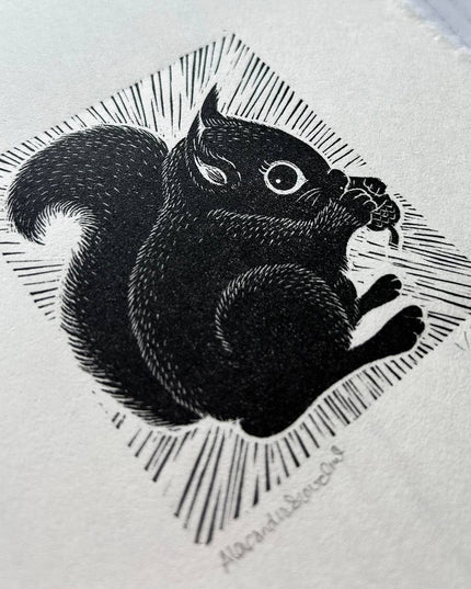 Limited Edition Original Black and White Squirrel Print