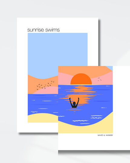 Sunrise Wild Swimming Print A4