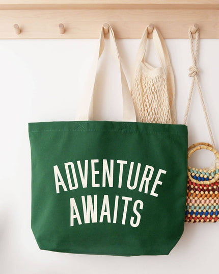Adventure Awaits - Forest Green Canvas Tote Bag