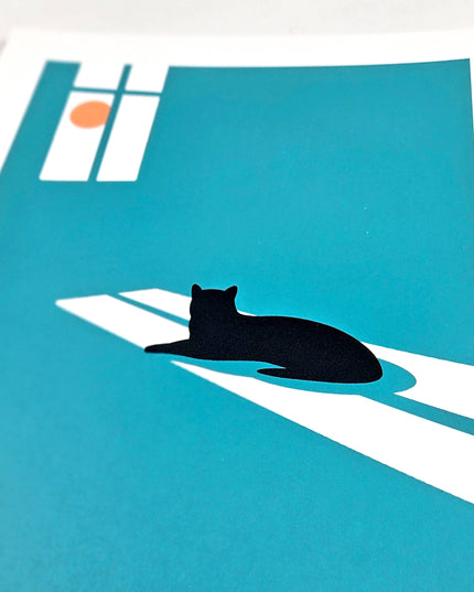 Sunbather, Cat Print, A4 Screenprint