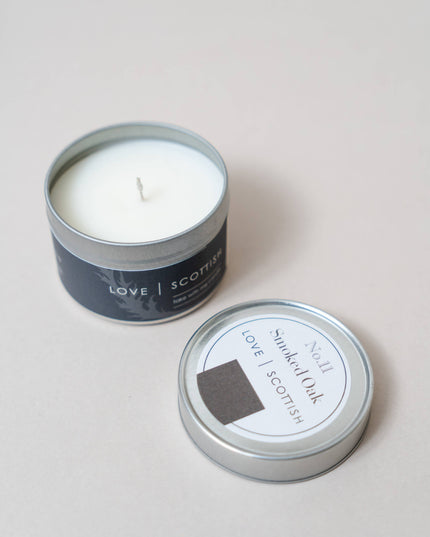 Smoked Oak Scented Candle Tin