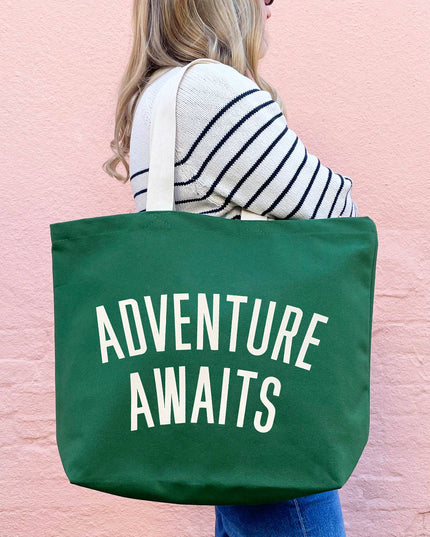 Adventure Awaits - Forest Green Canvas Tote Bag
