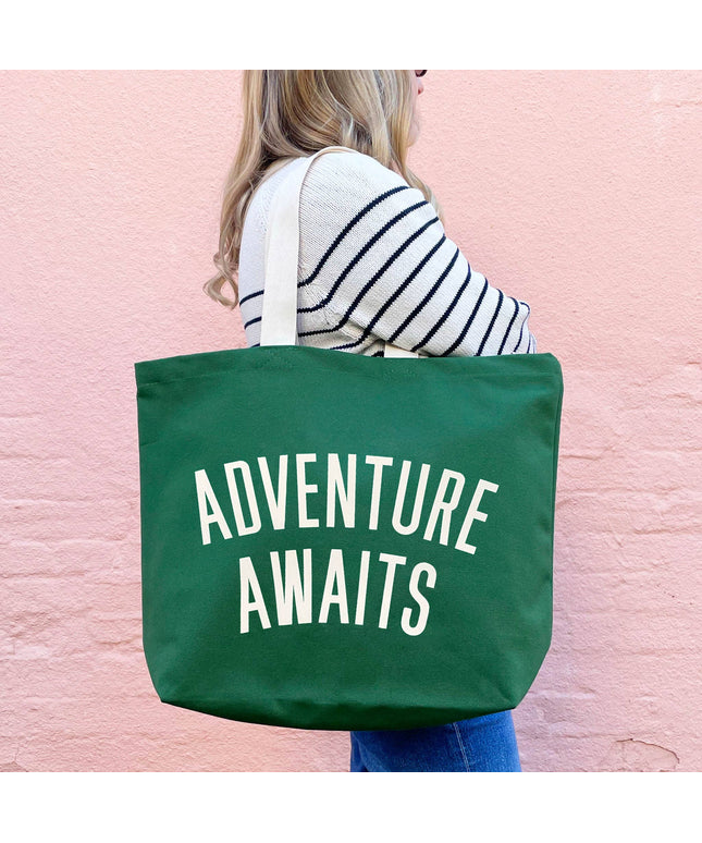 Adventure Awaits - Forest Green Canvas Tote Bag