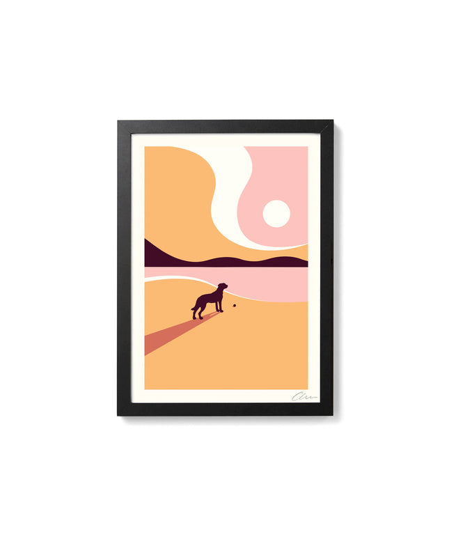 Last Trip Of Summer - Orange - Dog A4 Screenprint