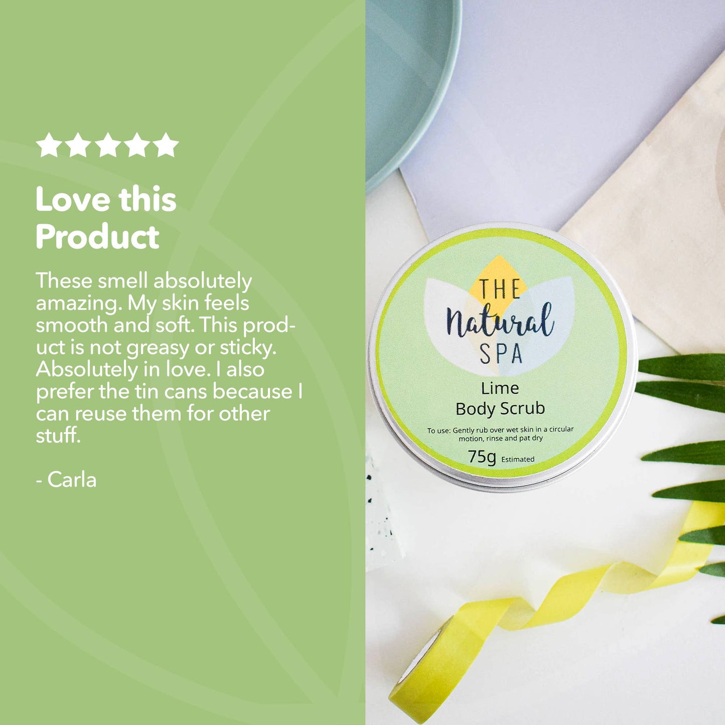 Lime Natural Body Scrub - 75g tin - Letterbox