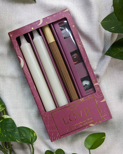 Orange Grove Love Candle, Crystal and Incense Set - Includes Two Candles and Three Crystal Stones