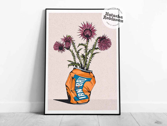 Irn Bru & Thistle Scottish Scotland Home Decor Art Print A4