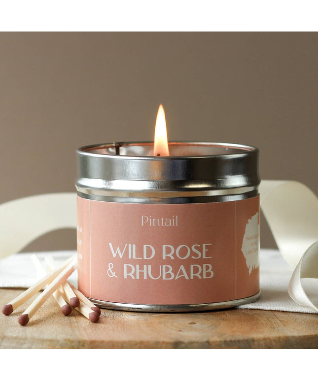 Wild Rose and Rhubarb Classic Tin Candles | Candles in Tins