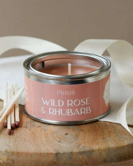 Wild Rose and Rhubarb Paint Pot Candle | Candles in Tins