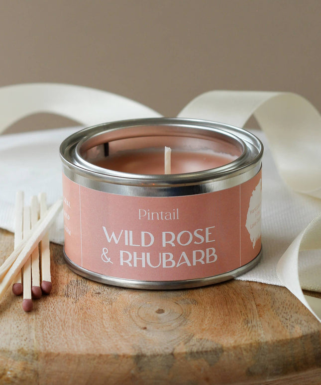 Wild Rose and Rhubarb Paint Pot Candle | Candles in Tins