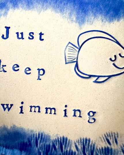 Just Keep Swimming - Ceramic Trinket Dish - Made in Wales