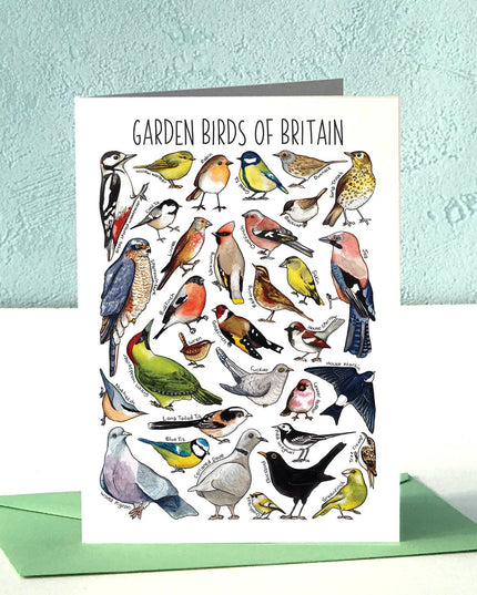 Garden Birds of Britain Art Blank Greeting Card