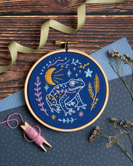 Celestial Frog Mini Embroidery Kit | Beginner Craft Kit