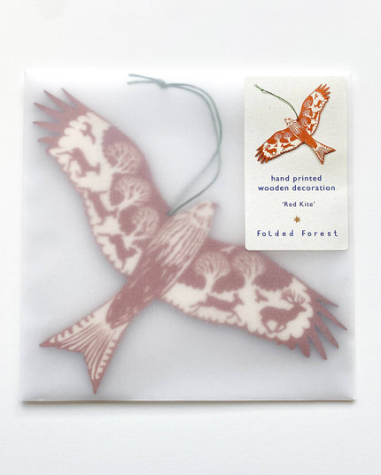 Screenprinted Wooden Decoration - Red Kite