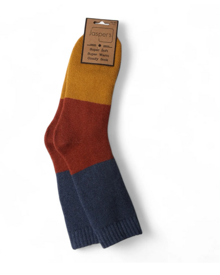 Bold Colour Block Super Cosy Men’s Socks - Red Heel