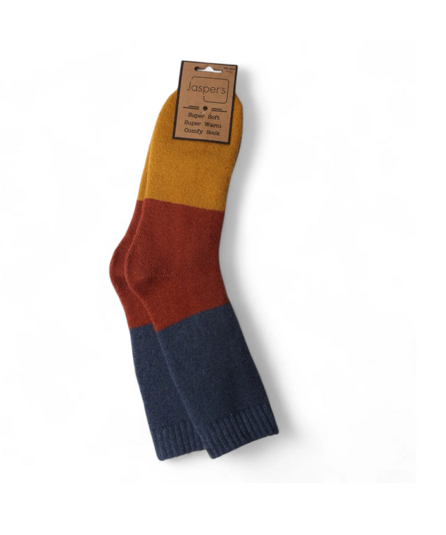 Bold Colour Block Super Cosy Men’s Socks - Red Heel
