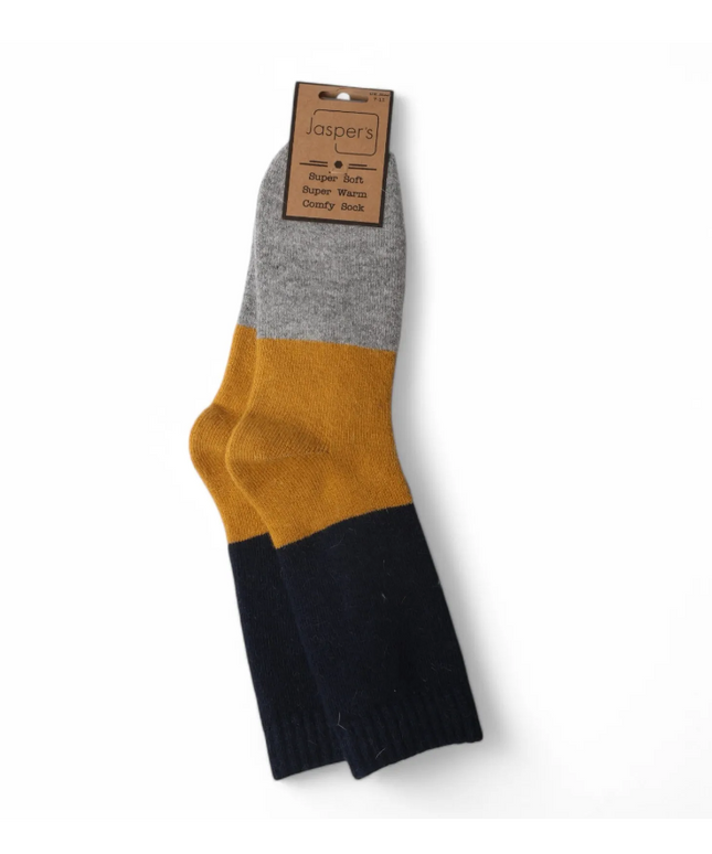 Bold Colour Block Super Cosy Men’s Socks - Yellow Heel