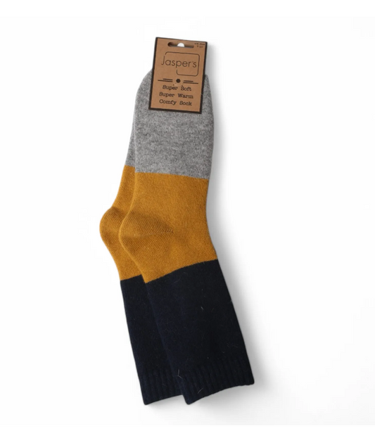 Bold Colour Block Super Cosy Men’s Socks - Yellow Heel