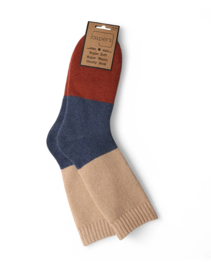 Bold Colour Block Super Cosy Men’s Socks - Blue Heel