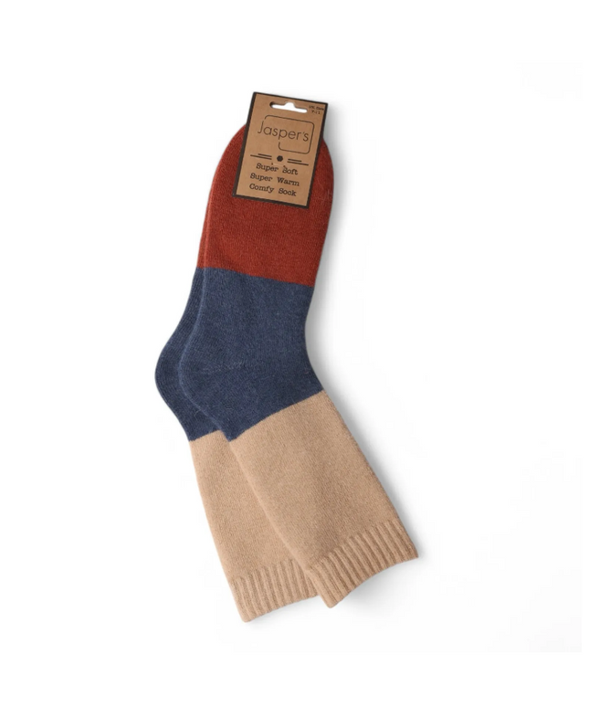 Bold Colour Block Super Cosy Men’s Socks - Blue Heel