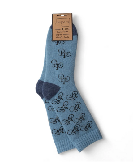 Super Cosy Men’s Socks - BICYCLES/ Light Blue