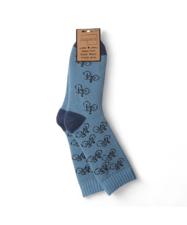 Super Cosy Men’s Socks - BICYCLES/ Light Blue
