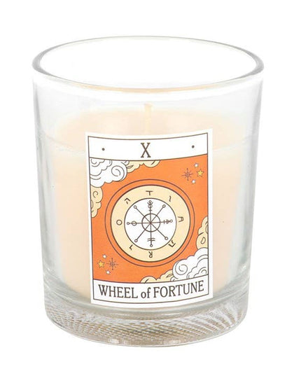 The Wheel of Fortune Vintage Tarot Card Orange Candle