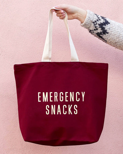 Emergency Snacks - Burgundy Canvas Tote Bag