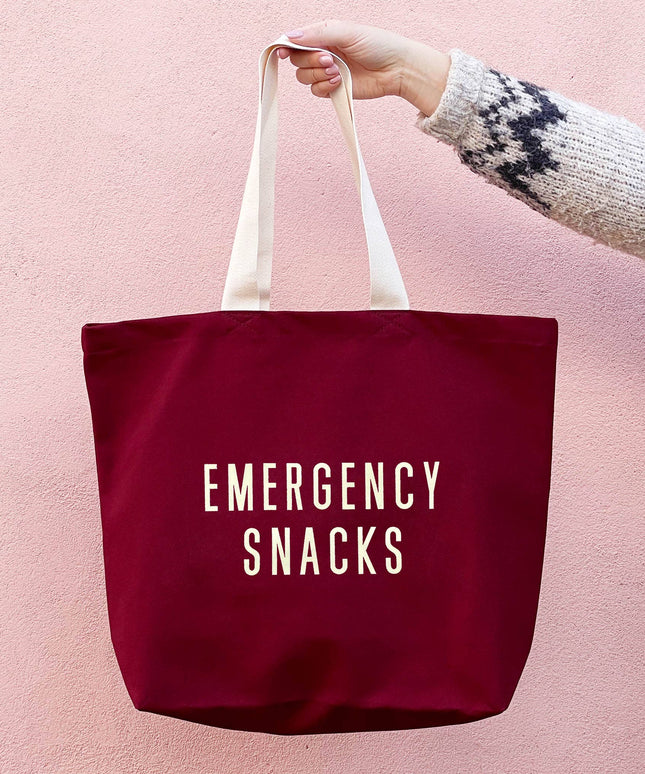Emergency Snacks - Burgundy Canvas Tote Bag
