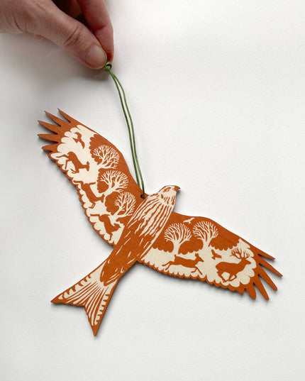 Screenprinted Wooden Decoration - Red Kite