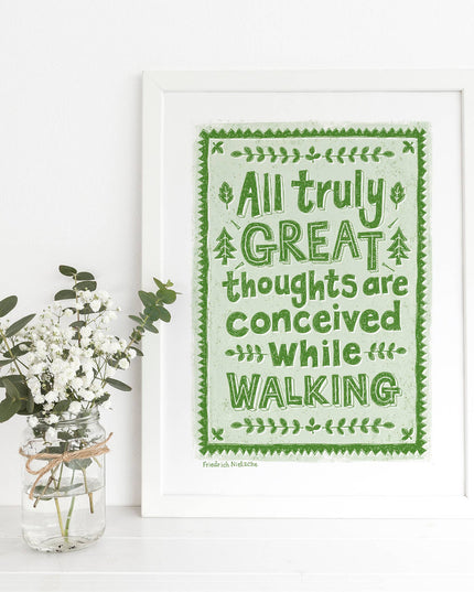 Hikers Walking Print - A4