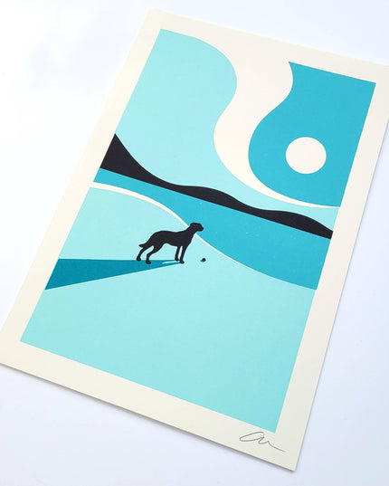Last Trip Of Summer - Blue - Dog A4 Screenprint